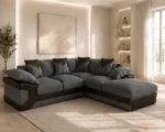 Dino 5 Seater Corner Sofa Dark Grey - Modern Large Corner Sofa for Living Room