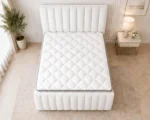 Snow White King Bed with Mattress – Contemporary Panelled Headboard - Image 3
