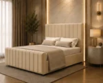 Sophisticated Beige Super King Bed – Luxury 6ft Panelled Bedroom Design