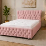 Mauve Pink Oxford King Bed – Sophisticated 5ft Frame with Plush Upholstery & Mattress