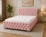 Antique Rose Oxford Super King Bed – Stylish 6ft Padded Headboard with Mattress - Image 4