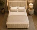 Warm Sand Double Bed with Mattress – Stylish 4ft 6in Panelled Bedroom Frame - Image 4
