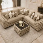 Elegant Beige Corner Sofa - Luxury Living Room Furniture