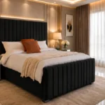 Stylish Black King Panel Bed – 180x200cm, Modern Design