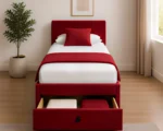 Bold Red Single Bed – Divan Base, Mattress & Storage Drawers-90*190cm