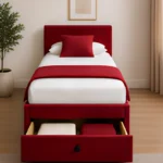 Bold Red Single Bed – Divan Base, Mattress & Storage Drawers-90*190cm