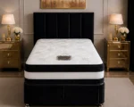 Midnight Black 3ft Divan Bed – Mattress & Drawer Storage – 90×190cm