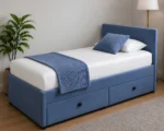 Navy Blue Single Divan – 90×190cm with Mattress & Drawers– 3ft Divan Base - Image 2