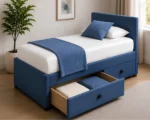 Navy Blue Single Divan – 90×190cm with Mattress & Drawers– 3ft Divan Base - Image 3