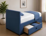 Navy Blue Single Divan – 90×190cm with Mattress & Drawers– 3ft Divan Base - Image 4