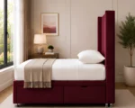 Wine Red Ottoman Bed –Elegant Lift-Up Ottoman Frame - Image 3