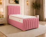 Berry Pink Panel Single Bed – Contemporary 3ft Frame with Sophisticated Tall Headboard - Image 2