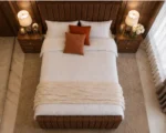 Elegant Brown King Bed with Mattress – Modern Padded Panel Headboard - Image 3