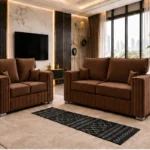Walnut 3+2 Seater Sofa Set – Elegant & Comfortable Living Room Seating