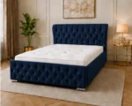 Midnight Blue Oxford Bed – Sophisticated 4ft 6in Double Frame with Plush Upholstery - Image 2