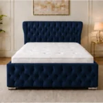 Ink Blue Oxford Super King Bed – Sophisticated 6ft Upholstered Design with Mattress