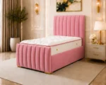 Berry Pink Panel Single Bed – Contemporary 3ft Frame with Sophisticated Tall Headboard - Image 3