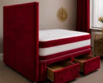 Red Single Divan Bed with Mattress & Drawers – 3ft (90 × 190 cm) - Image 4