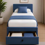 Navy Blue Single Divan – 90×190cm with Mattress & Drawers– 3ft Divan Base