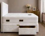 Ivory Single Divan Bed – 90×190cm with Mattress & Drawers– Elegant Off-White Single Bed - Image 3
