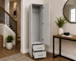 Stylish Single Door Storage Wardrobe with 2 Drawers - Image 4