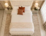 Cream Luxe King Bed with Mattress – Premium Upholstered Panel Headboard - Image 2