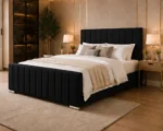 Eclipse Black Double Bed – Contemporary Panel Headboard with Mattress Included - Image 2