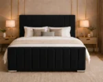 Luxury Black Super King Bed with Mattress – Sleek 6ft Panelled Design - Image 2