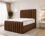 Espresso Brown 6ft Super King Bed – Premium Padded Headboard with Mattress