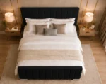 Luxury Black Super King Bed with Mattress – Sleek 6ft Panelled Design - Image 3