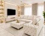 5 Seater Chesterfield Corner Sofa – Luxury Deep Buttoned Fabric Sofa - Image 3