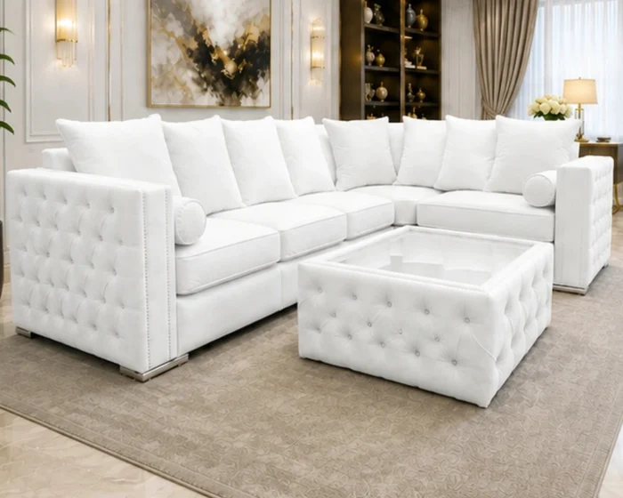 Stylish White 5 Seater Sofa - Luxury Family Seating & Lounge Furniture