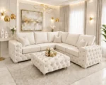 5 Seater Chesterfield Corner Sofa – Luxury Deep Buttoned Fabric Sofa