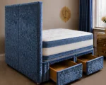 Contemporary Blue Single Divan Bed – Mattress & Underbed Storage - Image 4