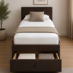 Walnut Luxe Divan Bed – 3ft | 90 × 190 cm with Mattress & Storage