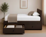 Walnut Luxe Divan Bed – 3ft | 90 × 190 cm with Mattress & Storage - Image 5