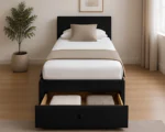 Onyx Black 3ft Divan Bed – 90 × 190 cm with Built-In Drawers