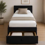 Onyx Black 3ft Divan Bed – 90 × 190 cm with Built-In Drawers