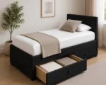 Onyx Black 3ft Divan Bed – 90 × 190 cm with Built-In Drawers - Image 2