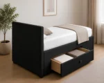 Onyx Black 3ft Divan Bed – 90 × 190 cm with Built-In Drawers - Image 4
