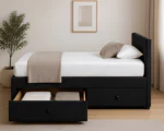 Onyx Black 3ft Divan Bed – 90 × 190 cm with Built-In Drawers - Image 5