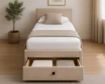 Sand Beige Storage Divan – 3ft | 90 × 190 cm with Quilted Finish
