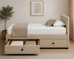 Sand Beige Storage Divan – 3ft | 90 × 190 cm with Quilted Finish - Image 3