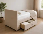 Sand Beige Storage Divan – 3ft | 90 × 190 cm with Quilted Finish - Image 4