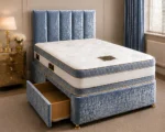 Sapphire Blue Divan Bed Set – 3ft | 90 × 190 cm with Mattress Included - Image 2