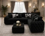 Black L Shape Corner Sofa – Luxury Tufted Lounge Sofa with Premium Finish - Image 2