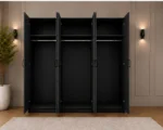 Modern Black 6 Door Wardrobe with 2 Full-Length Mirrors Spacious Bedroom Storag - Custom Colours & Sizes Available - Image 3
