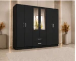 Premium Bedroom Storage Cabinet with 6 Doors and Mirrored Panels - Image 2