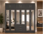 Smoky Grey 6 Door Wardrobe – Contemporary Design with Central Drawers