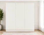 Cream White Mirrored Wardrobe – Six Door Design with Elegant Drawers - Image 4